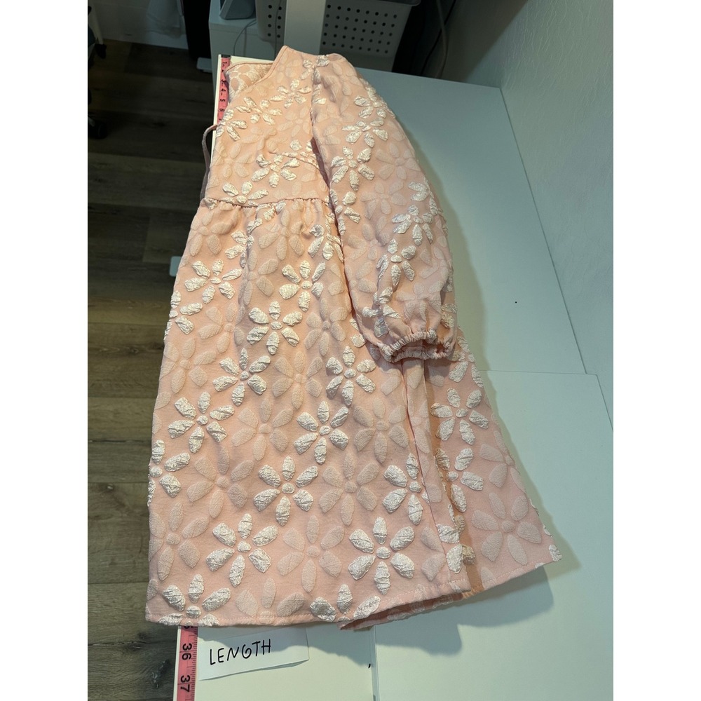 SHEIN Curve Pink Floral Tie Front Babydoll Mini Dress 0XL Plus Size Feminine - Picture 10 of 13